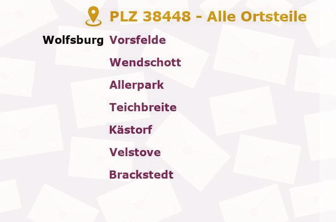 Postleitzahl 38448 Wolfsburg, Niedersachsen - Alle Orte und Ortsteile