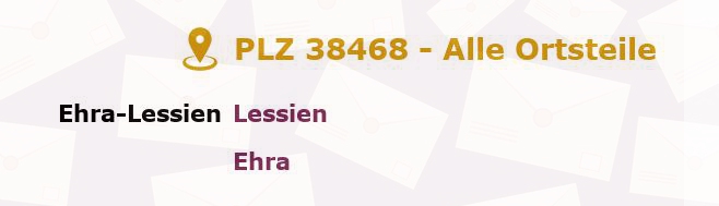 Postleitzahl 38468 Niedersachsen - Alle Orte und Ortsteile