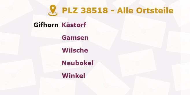 Postleitzahl 38518 Gifhorn, Niedersachsen - Alle Orte und Ortsteile