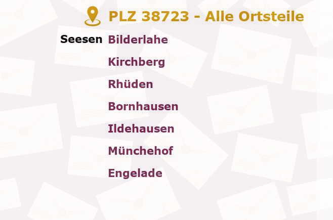 Postleitzahl 38723 Seesen, Niedersachsen - Alle Orte und Ortsteile