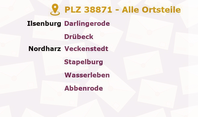 Postleitzahl 38871 Drübeck, Sachsen-Anhalt - Alle Orte und Ortsteile