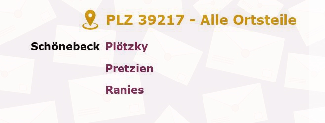 Postleitzahl 39217 Schönebeck, Sachsen-Anhalt - Alle Orte und Ortsteile