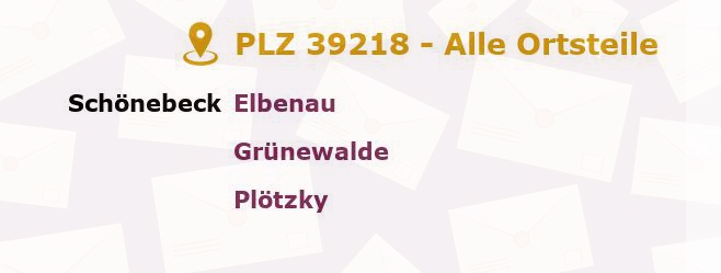 Postleitzahl 39218 Schönebeck, Sachsen-Anhalt - Alle Orte und Ortsteile