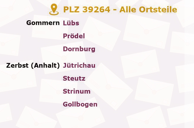 Postleitzahl 39264 Lindau, Sachsen-Anhalt - Alle Orte und Ortsteile