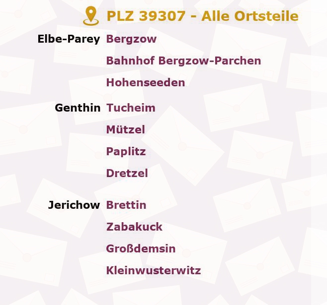 Postleitzahl 39307 Tucheim, Sachsen-Anhalt - Alle Orte und Ortsteile