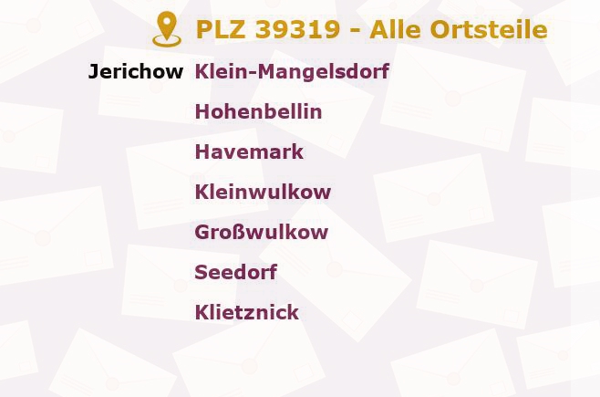 Postleitzahl 39319 Kleinwulkow, Sachsen-Anhalt - Alle Orte und Ortsteile