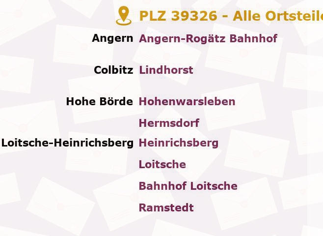 Postleitzahl 39326 Rogätz, Sachsen-Anhalt - Alle Orte und Ortsteile