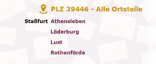 Postleitzahl 39446 Sachsen-Anhalt - Alle Orte und Ortsteile