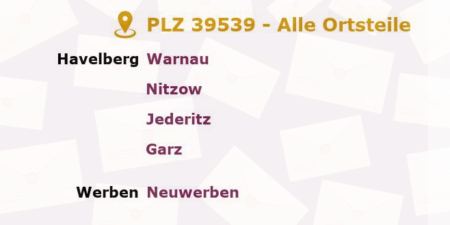 Postleitzahl 39539 Havelberg, Sachsen-Anhalt - Alle Orte und Ortsteile