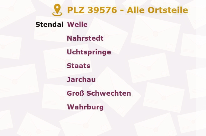 Postleitzahl 39576 Stendal, Sachsen-Anhalt - Alle Orte und Ortsteile