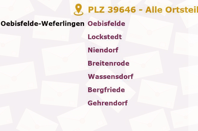 Postleitzahl 39646 Oebisfelde, Sachsen-Anhalt - Alle Orte und Ortsteile