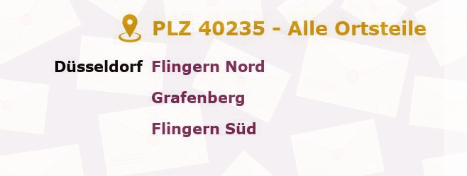 Postleitzahl 40235 Düsseldorf, Nordrhein-Westfalen - Alle Orte und Ortsteile