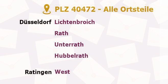 Postleitzahl 40472 Düsseldorf, Nordrhein-Westfalen - Alle Orte und Ortsteile