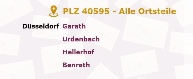 Postleitzahl 40595 Düsseldorf, Nordrhein-Westfalen - Alle Orte und Ortsteile