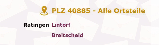 Postleitzahl 40885 Ratingen, Nordrhein-Westfalen - Alle Orte und Ortsteile