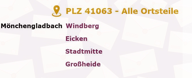 Postleitzahl 41063 Mönchengladbach, Nordrhein-Westfalen - Alle Orte und Ortsteile