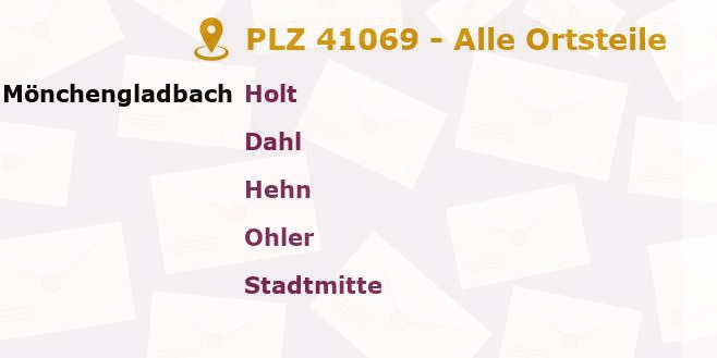 Postleitzahl 41069 Mönchengladbach, Nordrhein-Westfalen - Alle Orte und Ortsteile