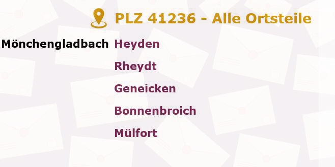Postleitzahl 41236 Mönchengladbach, Nordrhein-Westfalen - Alle Orte und Ortsteile