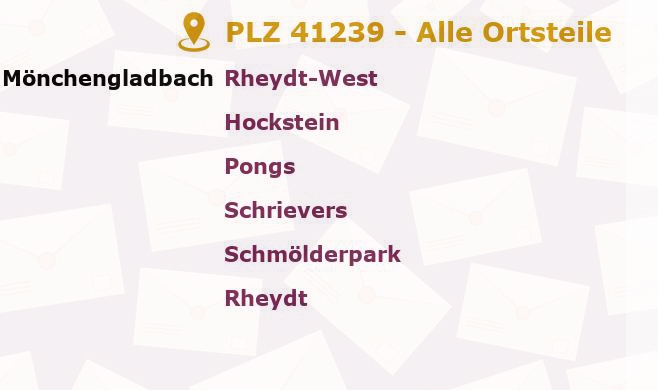 Postleitzahl 41239 Mönchengladbach, Nordrhein-Westfalen - Alle Orte und Ortsteile