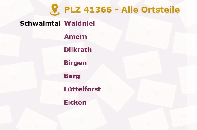 Postleitzahl 41366 Schwalmtal, Nordrhein-Westfalen - Alle Orte und Ortsteile