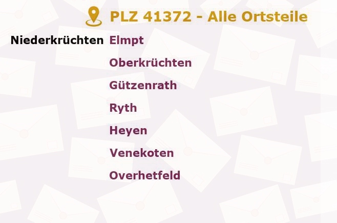 Postleitzahl 41372 Niederkrüchten, Nordrhein-Westfalen - Alle Orte und Ortsteile