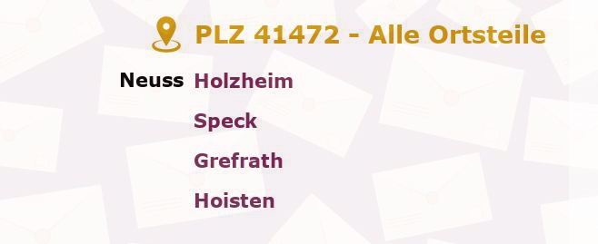 Postleitzahl 41472 Neuss, Nordrhein-Westfalen - Alle Orte und Ortsteile