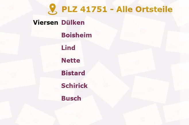 Postleitzahl 41751 Viersen, Nordrhein-Westfalen - Alle Orte und Ortsteile