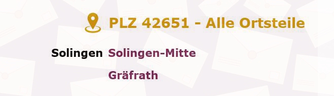 Postleitzahl 42651 Solingen, Nordrhein-Westfalen - Alle Orte und Ortsteile