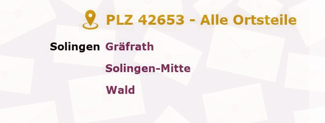 Postleitzahl 42653 Solingen, Nordrhein-Westfalen - Alle Orte und Ortsteile