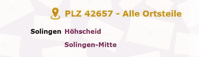 Postleitzahl 42657 Solingen, Nordrhein-Westfalen - Alle Orte und Ortsteile