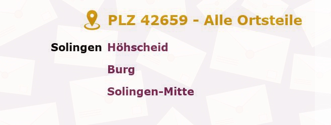 Postleitzahl 42659 Solingen, Nordrhein-Westfalen - Alle Orte und Ortsteile
