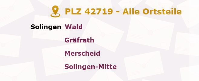Postleitzahl 42719 Solingen, Nordrhein-Westfalen - Alle Orte und Ortsteile