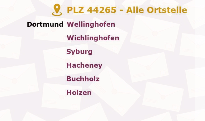 Postleitzahl 44265 Dortmund, Nordrhein-Westfalen - Alle Orte und Ortsteile