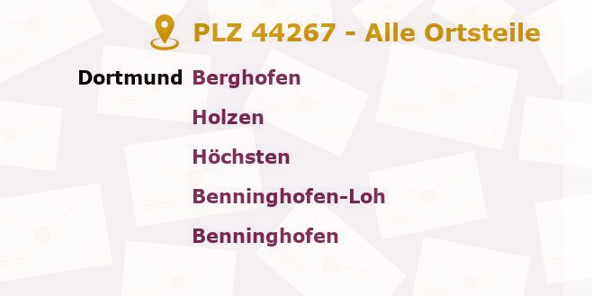 Postleitzahl 44267 Dortmund, Nordrhein-Westfalen - Alle Orte und Ortsteile