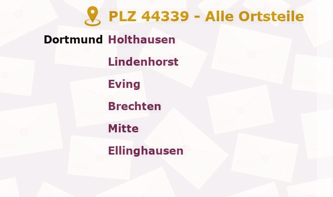 Postleitzahl 44339 Dortmund, Nordrhein-Westfalen - Alle Orte und Ortsteile