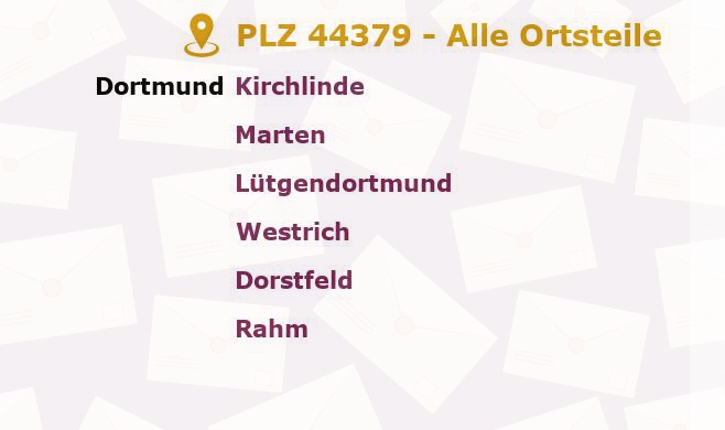 Postleitzahl 44379 Dortmund, Nordrhein-Westfalen - Alle Orte und Ortsteile