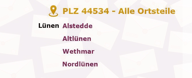 Postleitzahl 44534 Lünen, Nordrhein-Westfalen - Alle Orte und Ortsteile