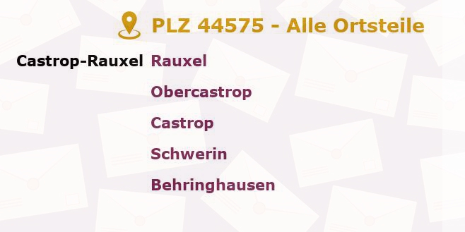 Postleitzahl 44575 Castrop-Rauxel, Nordrhein-Westfalen - Alle Orte und Ortsteile