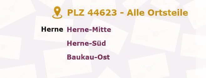 Postleitzahl 44623 Herne, Nordrhein-Westfalen - Alle Orte und Ortsteile