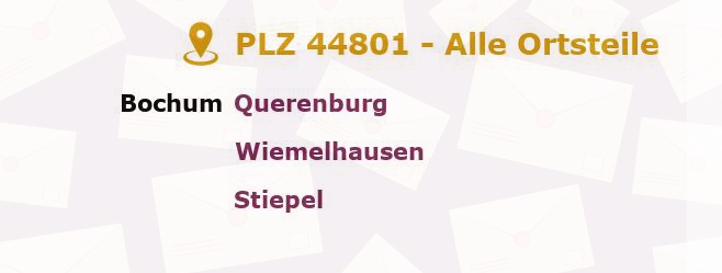 Postleitzahl 44801 Bochum, Nordrhein-Westfalen - Alle Orte und Ortsteile
