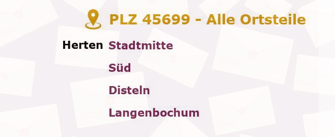 Postleitzahl 45699 Herten, Nordrhein-Westfalen - Alle Orte und Ortsteile