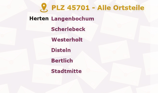 Postleitzahl 45701 Herten, Nordrhein-Westfalen - Alle Orte und Ortsteile