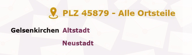 Postleitzahl 45879 Gelsenkirchen-Alt, Nordrhein-Westfalen - Alle Orte und Ortsteile
