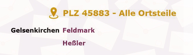 Postleitzahl 45883 Gelsenkirchen-Alt, Nordrhein-Westfalen - Alle Orte und Ortsteile
