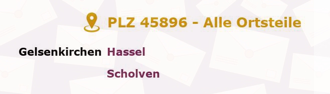 Postleitzahl 45896 Gelsenkirchen, Nordrhein-Westfalen - Alle Orte und Ortsteile