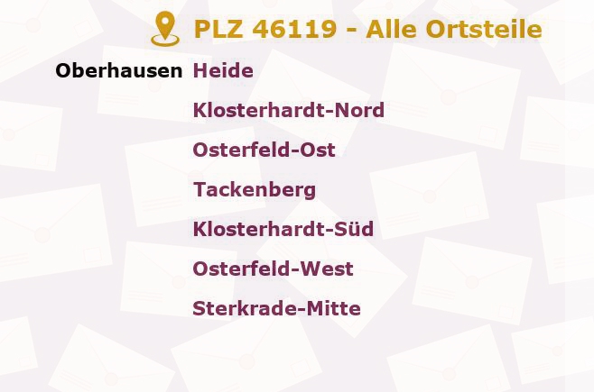 Postleitzahl 46119 Oberhausen, Nordrhein-Westfalen - Alle Orte und Ortsteile