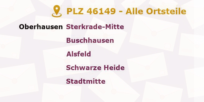 Postleitzahl 46149 Oberhausen, Nordrhein-Westfalen - Alle Orte und Ortsteile