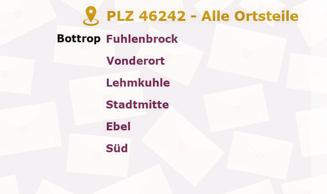 Postleitzahl 46242 Bottrop, Nordrhein-Westfalen - Alle Orte und Ortsteile