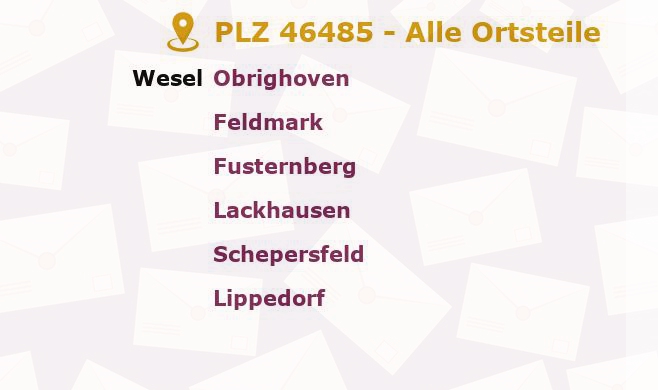 Postleitzahl 46485 Wesel, Nordrhein-Westfalen - Alle Orte und Ortsteile