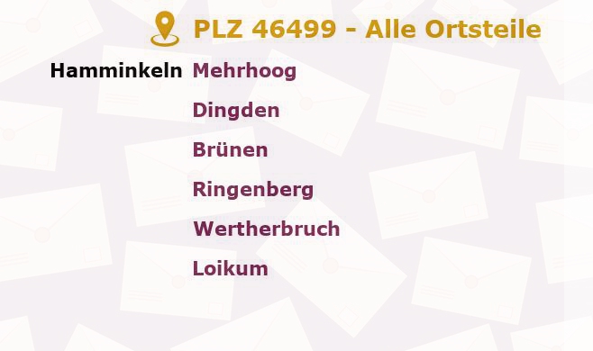 Postleitzahl 46499 Hamminkeln, Nordrhein-Westfalen - Alle Orte und Ortsteile